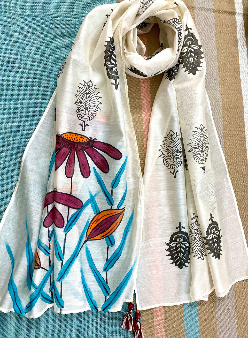 ミューラルmurral ice flower embroidery scarf ミューラルmurral ice