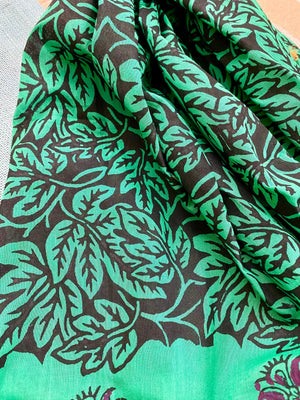 Emerald Forest Block Printed Muslin Scarf - Incense Art Studio