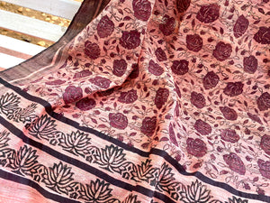 Maroon Roses silk Dupatta Scarf