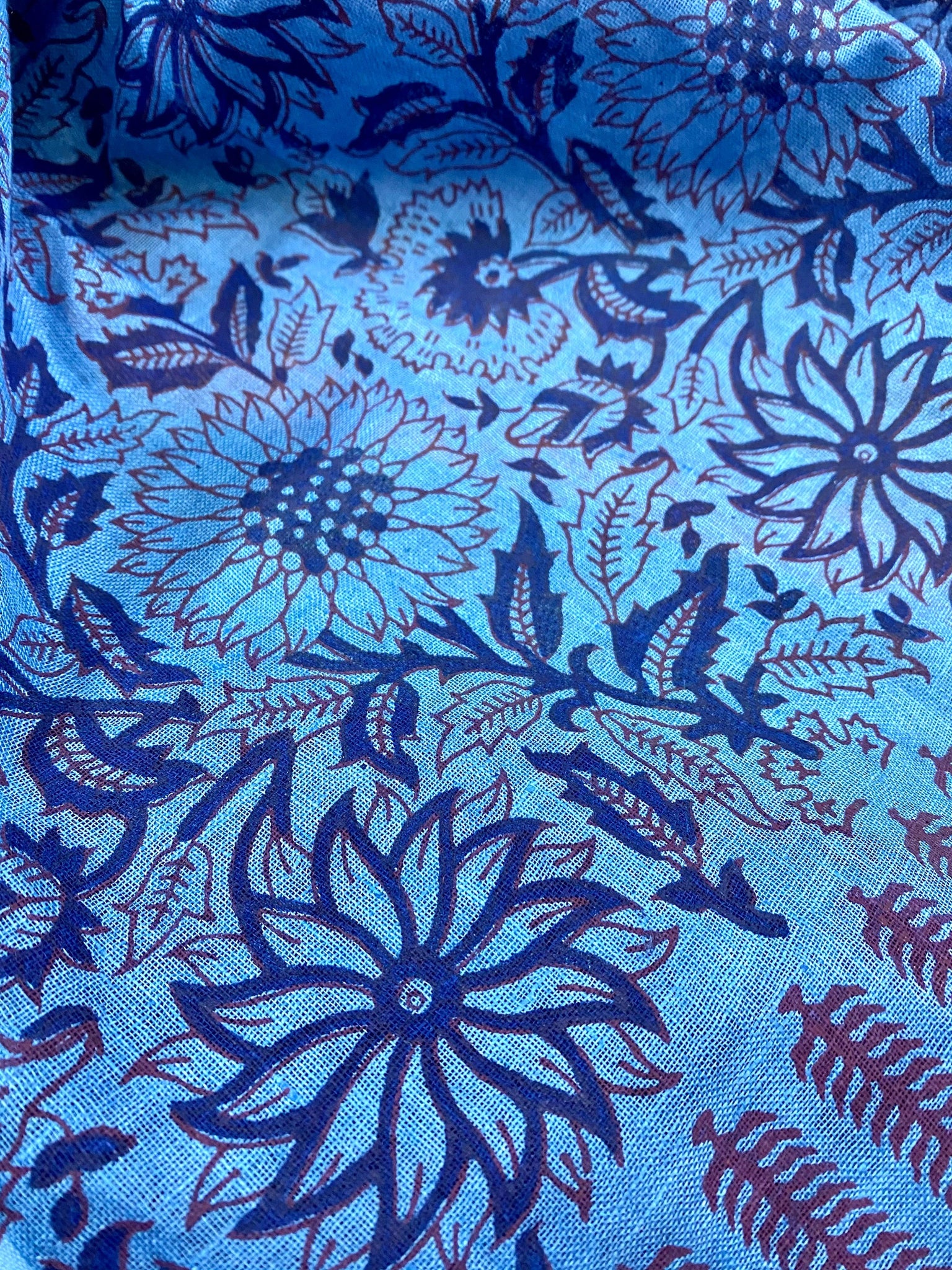 Indigo Elegance Block Printed Pure Linen Scarf - Incense Art Studio