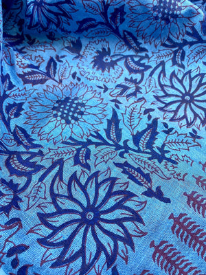 Indigo Elegance Block Printed Pure Linen Scarf - Incense Art Studio