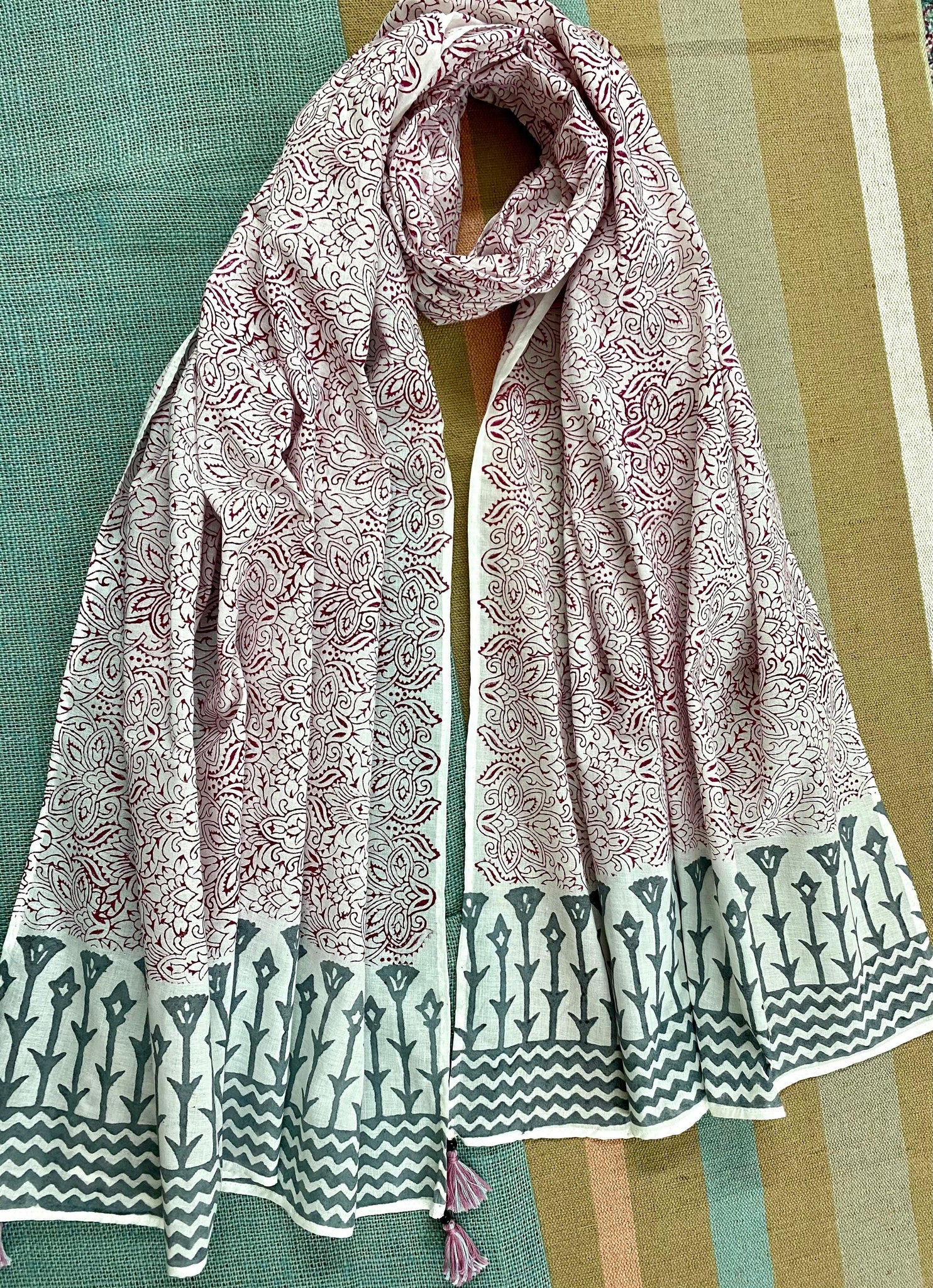 Inky Pinky voile cotton stole /Scarf - Incense Art Studio