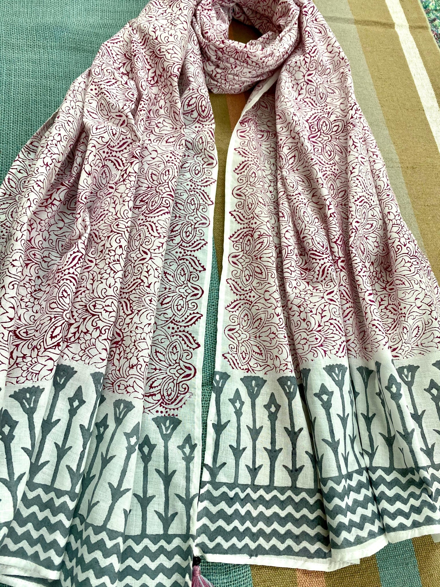 Inky Pinky voile cotton stole /Scarf - Incense Art Studio