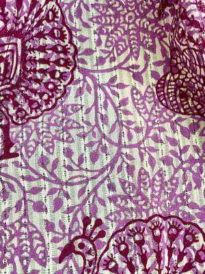 Mauve Peacock Dance Block Printed on Cotton Scarf - Incense Art Studio