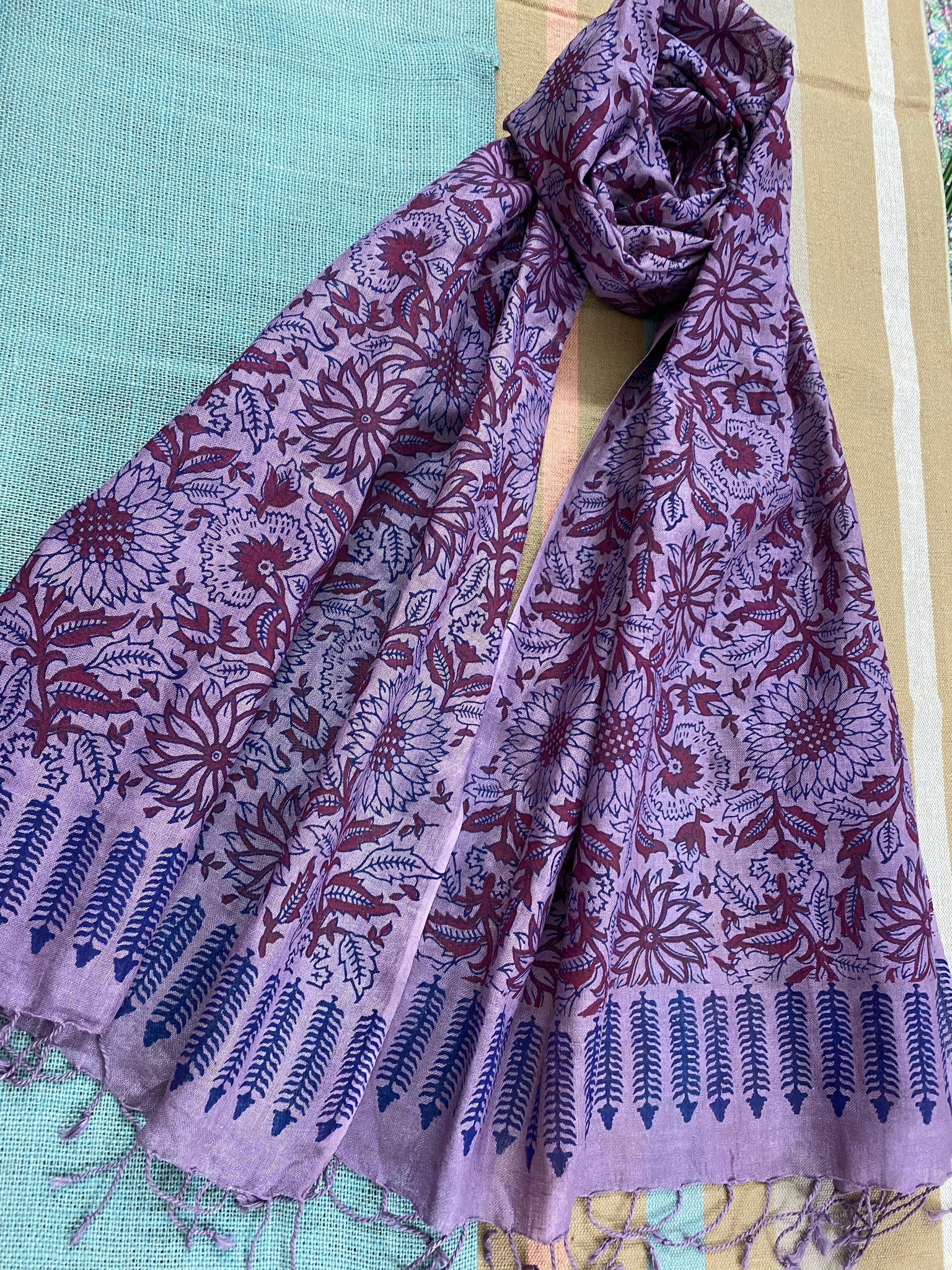 Purple elegance - pure linen Stole /Scarf - Incense Art Studio