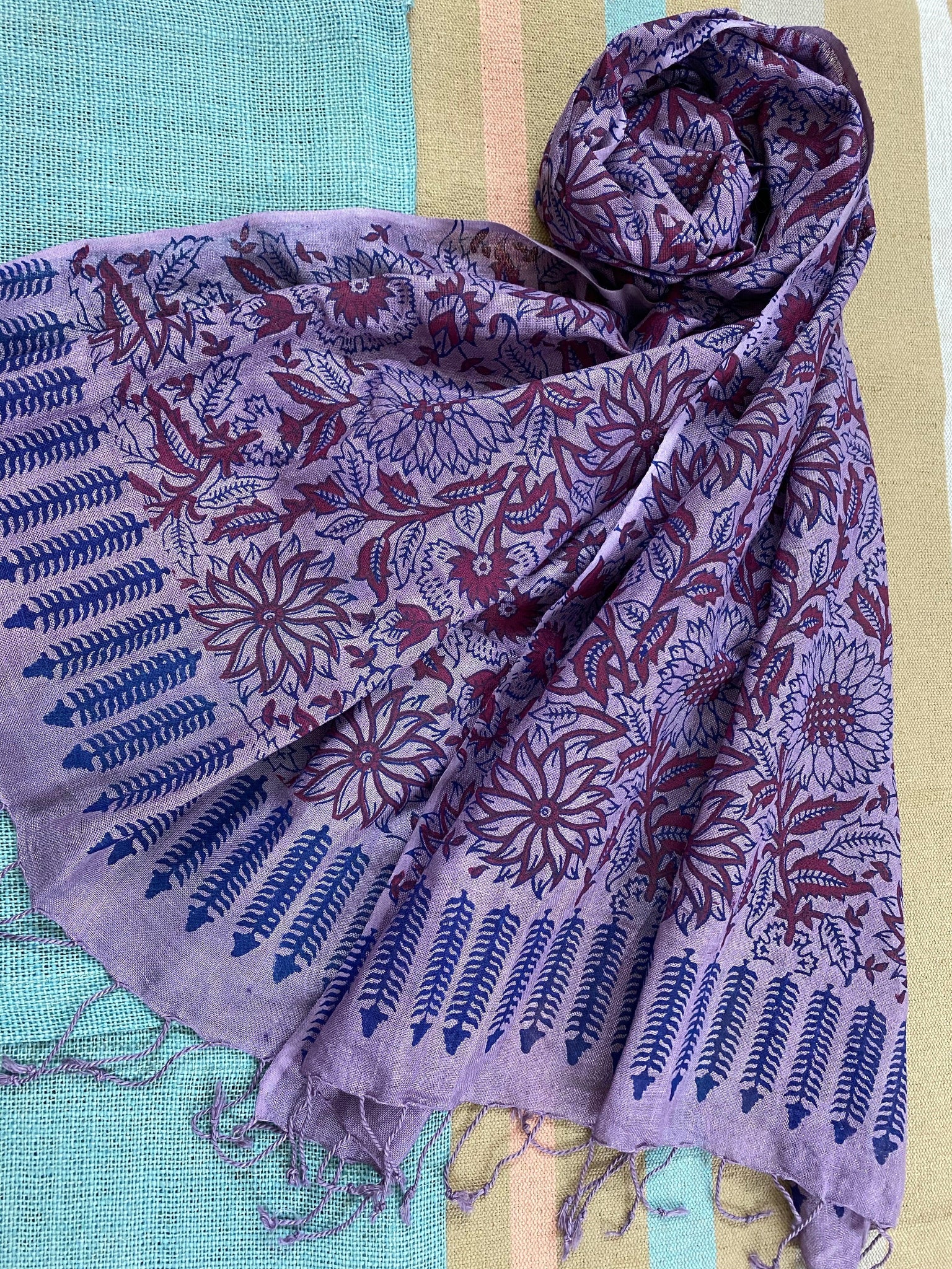 Purple elegance - pure linen Stole /Scarf - Incense Art Studio