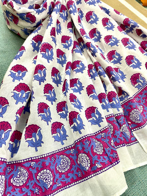 Purple Passion Kalamkari Block Printed Muslin Scarf - Incense Art Studio