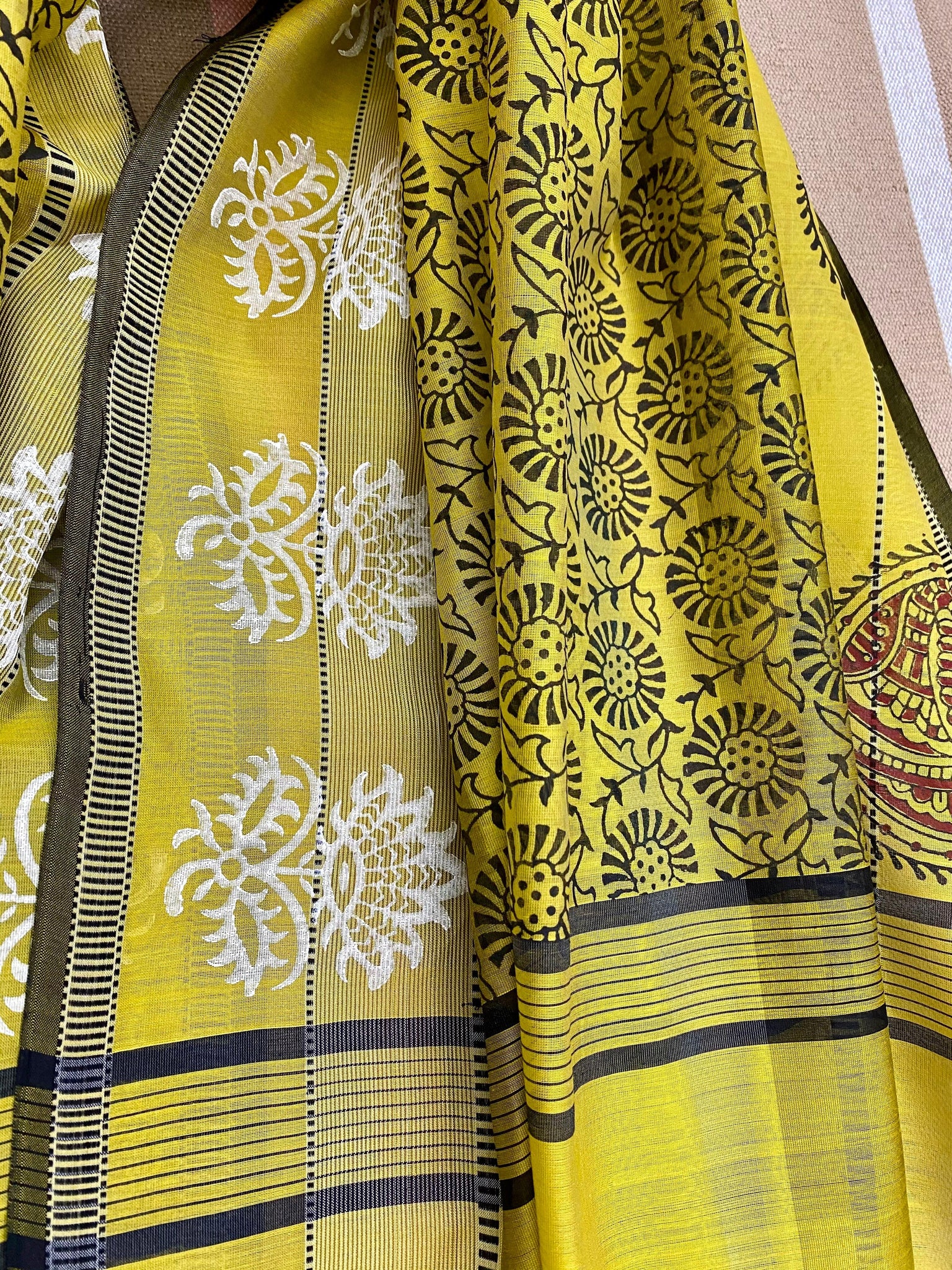 Yellow Lore Silk cotton Stole /Scarf - Incense Art Studio