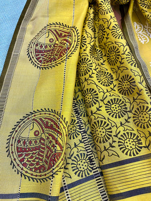 Yellow Lore Silk cotton Stole /Scarf - Incense Art Studio